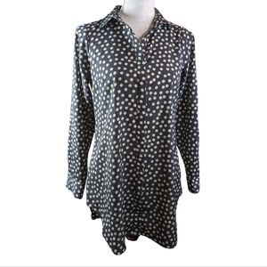BCBGMaxAzaria Gray Tailored Polka Dot Blouse XS